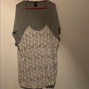 Grey and white lace tunic